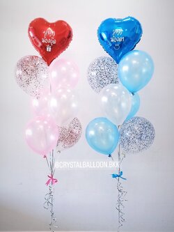 ลูกโป่ง วันเกิด ช่อฟอยล์หัวใจ 18" 2 ช่อ พร้อมตกแต่ง สามารถเปลี่ยนสีลูกโป่ง/เปลี่ยนข้อความ/เปลี่ยนสี-ฟอยล์ตกแต่งได้