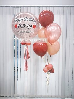 ลูกโป่ง วันเกิด Bubble ขนาด 24" Theme สีแดง พร้อม ช่อลูกโป่ง ช่อ 5 ลูก 1 ช่อ พร้อมตกเเต่ง สามารถเปลี่ยนสีลูกโป่ง/เปลี่ยนข้อความ/เปลี่ยนขนาดได้