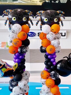 เสาลูกโป่ง Halloween 2 เสา พร้อมตกแต่ง สามารถเปลี่ยนสีลูกโป่ง/เปลี่ยนฟอยล์ตกแต่งได้