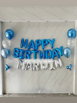 ลูกโป่งวันเกิด เซ็ทฟอยล์ Happy Birthday 1 เซ็ท พร้อม ฟอยล์อักษร ขนาด 16" 6 ชิ้น ,ลูกโป่งช่อ 3 ลูก 2 ช่อ พร้อมตกแต่ง ฟอยล์สามารถเปลี่ยนสีได้