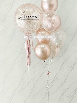 ลูกโป่ง เปิดงาน Bubble ขนาด 24" กลิตเตอร์สีเเชมเปญ พร้อม ช่อลูกโป่ง ช่อ 7 ลูก 1 ช่อ พร้อมตกเเต่ง สามารถเปลี่ยนสีลูกโป่ง/เปลี่ยนขนาด/เปลี่ยนข้อความได้