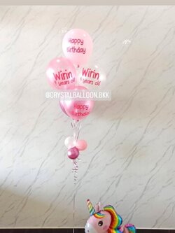 ลูกโป่ง วันเกิดเด็ก ช่อลูกโป่ง ช่อ 5 ลูก 1 ช่อ Theme สีชมพู พร้อม ฟอยล์ Unicorn ตั้งพื้น สีชมพู 1 ชิ้น พร้อมตกแต่ง สามารถเปลี่ยนสีลูกโป่ง/เปลี่ยนข้อความ/เปลี่ยนสี-ฟอยล์ตกแต่งได้