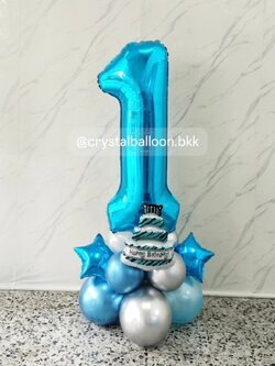 ลูกโป่ง วันเกิดเด็ก ฟอยล์ตัวเลข 40" สีน้ำเงิน ตั้งฐาน 1 ชิ้น พร้อมตกแต่ง สามารถเปลี่ยนสีลูกโป่ง/เปลี่ยนสีฟอยล์ตัวเลข/เปลี่ยนฟอยล์ตกแต่งได้