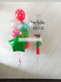 ลูกโป่ง วันเกิด Bubble ขนาด 24" สีเงิน พร้อม ช่อลูกโป่งฟอยล์ดาว ขนาด 24" ช่อ 8 ลูก 1 ช่อ พร้อมตกเเต่ง สามารถเปลี่ยนลูกโป่ง/เปลี่ยนขนาด/เปลี่ยนข้อความ/เปลี่ยนสี-ฟอยล์ตกเเต่งได้