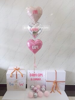 Gender Reveal Surprise Box กล่องเซอร์ไพรส์ทายเพศ พร้อม ฟอยล์หัวใจ 18" 3 ชิ้น พร้อมตกเเต่ง สามารถใส่รูปได้ 2 ใบ สามารถเปลี่ยนสีลูกโป่ง/เปลี่ยนข้อความ/เปลี่ยนสีฟอยล์ตกเเต่งได้
