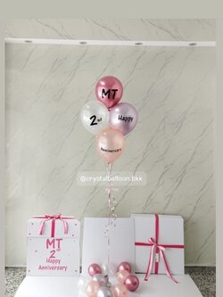 Happy Birthday Surprised Box กล่องเซอร์ไพรส์วันเกิด พร้อม ลูกโป่ง 4 ลูก พร้อมตกเเต่ง สามารถใส่รูปได้ 2 ใบ สามารถเปลี่ยนสีลูกโป่ง/เปลี่ยนสีข้อความได้