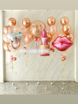 ลูกโป่ง Bride To Be Bubble ขนาด 24" กลิตเตอร์สีโรสโกล พร้อม ช่อลูกโป่ง ช่อ 10 ลูก 2 ช่อ,ช่อลูกโป่ง ช่อ 5 ลูก 2 ช่อ,ฟอยล์ตกแต่ง 3 ชิ้น พร้อมตกแต่ง สามารถเปลี่ยนสีลูกโป่ง/เปลี่ยนข้อความ/เปลี่ยนขนาด/เปลี่ยนฟอยล์ตกแต่งได้
