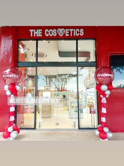 เสาลูกโป่ง Grand Opening Bubble ขนาด 36" กลิตเตอร์สีเเดง 2 เสา พร้อมตกเเต่ง สามารถเปลี่ยนสีลูกโป่ง/เปลี่ยนข้อความได้