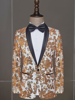 Pre-order เสื้อสูทชาย สูทแฟชั่น สูทดำแต่งเลี่อม สีเทา