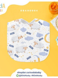 ผ้าซับน้ำลาย ลาย Sheep 📌ใส่ชื่อได้ รหัส DBA00004 #SOdAbaby