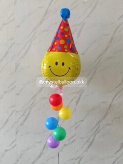 ลูกโป่ง วันเกิดเด็ก ฟอยล์หน้ายิ้ม หมวกแดง ลายจุด พร้อม ลูกโป่ง 6" 6 ลูก หลากสี พร้อมตกแต่ง สามารถเปลี่ยนสีลูกโป่ง/เปลี่ยนฟอยล์ตกแต่งได้