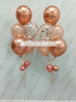 ลูกโป่ง แสดงความยินดี ช่อลูกโป่ง 5 ลูก 2 ช่อ พร้อมตกแต่ง ลูกโป่งใส ใส่ Confetti สามารถเปลี่ยนสีลูกโป่งได้