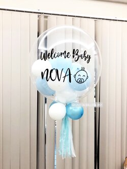 ลูกโป่ง Welcome Baby Boy Bubble USA ขนาด 24" พร้อมตกแต่ง สามารถเปลี่ยนสีลูกโป่ง/เปลี่ยนข้อความได้