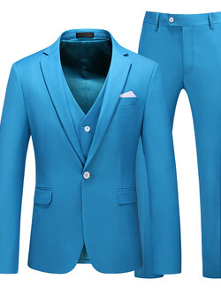 Pre-order ชุดสูทชาย สีฟ้าน้ำทะเล สไตล์เกาหลี พร้อมเสื้อกั๊ก