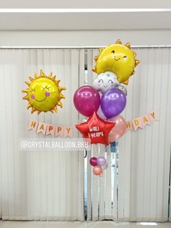ลูกโป่ง วันเกิดเด็ก ช่อลูกโป่งฟอยล์พระอาทิตย์+ก้อนเมฆ 1 ช่อ พร้อมตกแต่ง ฟอยล์พระอาทิตย์ 1 ชิ้น,ป้ายธง Happy Birthday สามารถเปลี่ยนสีลูกโป่ง/เปลี่ยนข้อความ/เปลี่ยนฟอยล์ตกแต่งได้
