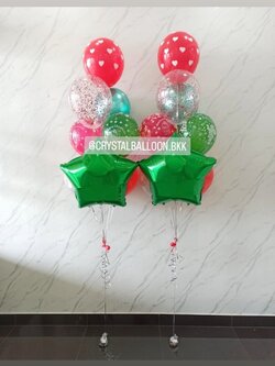 ลูกโป่ง Christmas ช่อลูกโป่งฟอยล์ดาว ขนาด 24" ช่อ 8 ลูก 2 ช่อ พร้อมตกเเต่ง สามารถเปลี่ยนลูกโป่ง/เปลี่ยนสี-ฟอยล์ตกเเต่งได้