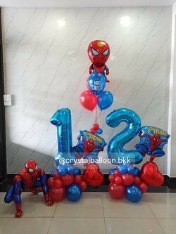 ลูกโป่ง วันเกิดเด็ก Theme Spider Man 4D 1 ชิ้น พร้อม ช่อลูกโป่ง Spider Man ช่อ 5 ลูก 1 ช่อ,ฟอยล์ตัวเลข 40" ตั้งฐาน 2 ชิ้น,ฟอยล์ Spider Man 2ชิ้น,ฟอยล์หัวใจ 18" 2 ชิ้น พร้อมตกแต่ง สามารถเปลี่ยนสีลูกโป่ง/เปลี่ยนข้อความ/เปลี่ยนสี-ฟอยล์ตกแต่งได้