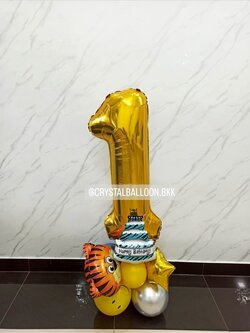 ลูกโป่ง วันเกิดเด็ก ฟอยล์ตัวเลข ขนาด 40" ตั้งฐาน 1 ชิ้น พร้อมตกแต่ง สามารถเปลี่ยนสีลูกโป่ง/เปลี่ยนสี-ฟอยล์ตัวเลขได้