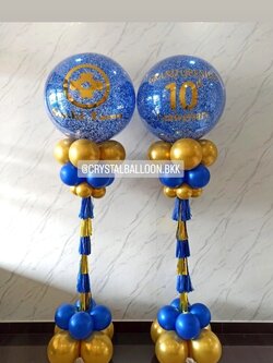 เสาลูกโป่ง เปิดร้าน Bubble ขนาด 36" กลิตเตอร์สีน้ำเงิน 2 เสา พร้อมตกแต่ง สามารถเปลี่ยนสีลูกโป่ง/เปลี่ยนข้อความได้
