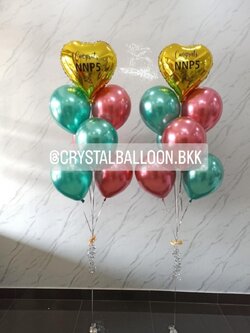 ลูกโป่ง แสดงความยินดี ช่อลูกโป่ง ฟอยล์หัวใจ ขนาด 18" ช่อ 7 ลูก 2 ช่อ พร้อมตกแต่ง สามารถเปลี่ยนสีลูกโป่ง/เปลี่ยนข้อความ/เปลี่ยนสี-ฟอยล์ตกแต่งได้