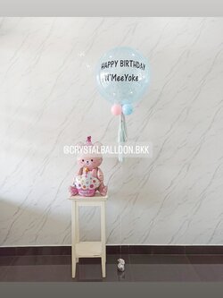 ลูกโป่ง วันเกิดเด็ก Bubble ขนาด 24" กลิตเตอร์สีฟ้า พร้อม ฟอยล์หมี นั่ง 1 ชิ้น พร้อมตกแต่ง สามารถเปลี่ยนสีลูกโป่ง/เปลี่ยนข้อความ/เปลี่ยนขนาด/เปลี่ยนสี-ฟอยล์ตกแต่งได้