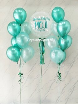 ลูกโป่ง วันเกิด Bubble ขนาด 24" กลิตเตอร์สีขาวมุก 1 ลูก พร้อม ช่อลูกโป่ง ช่อ 7 ลูก 2 ช่อ พร้อมตกแต่ง สามารถเปลี่ยนสีลูกโป่ง/เปลี่ยนข้อความ/เปลี่ยนขนาดได้