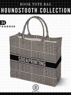กระเป๋า Book Tote Bag HOUNDSTOOTH COLLECTION รหัส TFA00036 #ใส่ชื่อได้ #SOdAbag #SOdAPrintinG