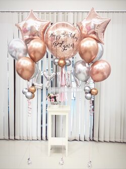 ลูกโป่ง วันเกิด Bubble ขนาด 24" สียอดนิยม พร้อม ฟอยล์ตัวอักษร 4 ตัวอักษร,ฟอยล์ดาว ขนาด 24" 2 ชิ้น พร้อมตกเเต่ง สามารถเปลี่ยนสีลูกโป่ง/เปลี่ยนข้อความ/เปลี่ยนขนาดได้