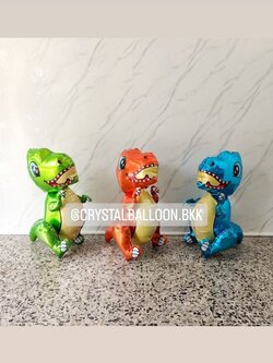 ลูกโป่ง วันเกิดเด็ก ฟอยล์ไดโนเสาร์ ตั้งพื้น 3 สี พร้อมตกแต่ง สามารถเปลี่ยนสี-ฟอยล์ตกแต่งได้