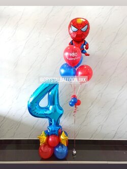ลูกโป่ง วันเกิดเด็ก ช่อลูกโป่งฟอยล์ Spider Man ช่อ 5 ลูก 1 ช่อ พร้อม ฟอยล์ตัวเลข ขนาด 40" ตั้งฐาน 1 ชิ้น พร้อมตกแต่ง สามารถเปลี่ยนสีลูกโป่ง/เปลี่ยนข้อความ/เปลี่ยนสี-ฟอยล์ตัวเลข/เปลี่ยนฟอยล์ตกแต่งได้