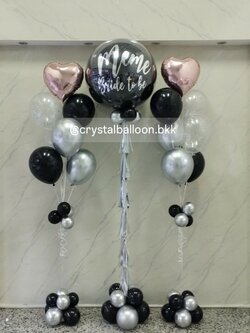 ลูกโป่ง Bubble ขนาด 36" , ลูกโป่งฟอยล์หัวใจ ขนาด 18" ช่อ 7 ลูก 2 ช่อ , พร้อมลูกโป่งแต่งฐาน , พร้อมตกเเต่ง สามารถเปลี่ยนสีลูกโป่ง/เปลี่ยนข้อความ/เปลี่ยนขนาดได้