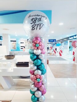 เสาลูกโป่ง ครบรอบ Bubble 36" สีเงิน พร้อมตกแต่ง สามารถเปลี่ยนสีลูกโป่ง/เปลี่ยนข้อความได้