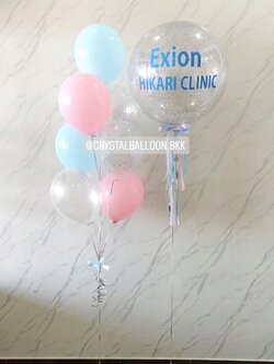 ลูกโป่ง เปิดร้าน Bubble ขนาด 24" กลิตเตอร์สีเงิน 1 ลูก พร้อม ช่อลูกโป่ง ช่อ 7 ลูก 1 ช่อ พร้อมตกแต่ง สามารถเปลี่ยนสีลูกโป่ง/เปลี่ยนข้อความ/เปลี่ยนขนาดได้