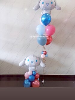 ลูกโป่ง วันเกิดเด็ก ช่อลูกโป่งฟอยล์Sanrio ช่อ 7 ลูก 1 ช่อ พร้อม ฟอยล์Sanrio ตั้งฐาน 1 ชิ้น Theme ชมพู - ฟ้า พร้อมตกแต่ง สามารถเปลี่ยนสีลูกโป่ง/เปลี่ยนข้อความ/เปลี่ยนสี-ฟอยล์ตัวเลข/เปลี่ยนฟอยล์ตกแต่งได้