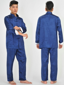 พร้อมส่ง เสื้อจีนชาย สีน้ำเงิน (เฉพาะเสื้อ XL)