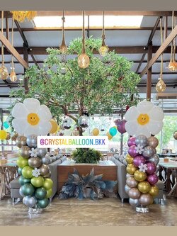 เสาลูกโป่ง เปิดงาน เสาลูกโป่งฟอยล์ดอกเดซี่ 2 เสา พร้อม ลูกโป่งลอยฝ้า 100 ลูก พร้อมตกแต่ง สามารถเปลี่ยนสีลูกโป่งได้