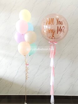 ลูกโป่ง Will You Marry Me? Bubble ขนาด 36" กลิตเตอร์สีโรสโกล 1 ลูก พร้อม ช่อลูกโป่ง 7 ลูก 1 ช่อ พร้อมตกแต่ง สามารถเปลี่ยนสีลูกโป่ง/เปลี่ยนข้อความ/เปลี่ยนขนาดได้