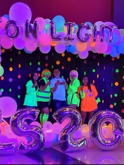 Organic Double Wall Backdrop ขนาด 4x2.5 เมตร Theme Neon Balloon พร้อม ฟอยล์ตัวอักษร 16" 14 ตัวอักษร,ฟอยล์ตัวอักษร 40" 7 ตัวอักษร พร้อมตกแต่ง (ราคาไม่รวม Black Light) สามารถเปลี่ยนสี-ฟอยล์ตัวอักษร-ฟอยล์ตัวเลขได้