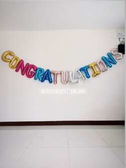 ลูกโป่ง แสดงความยินดี ฟอยล์ตัวอักษร 15 ตัว พร้อมตกแต่ง สามารถเปลี่ยนข้อความ/เปลี่ยนสี-ฟอยล์ได้