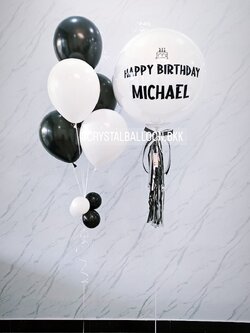 ลูกโป่ง วันเกิด ลูกโป่งยาง ขนาด 24" สีขาว พร้อมตกแต่ง ช่อลูกโป่ง 5 ลูก 1 ช่อ สามารถเปลี่ยนสีลูกโป่ง/เปลี่ยนข้อความ/เปลี่ยนขนาดได้