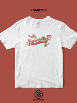 เสื้อยืด พิมพ์ลาย Merry Groovy Christmas สีขาว รหัส TSA00318 #เสื้อ #เสื้อยืด