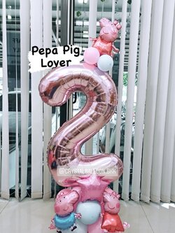ลูกโป่ง วันเกิดเด็ก ฟอยล์ตัวเลข ขนาด 40" ตั้งฐาน 1 ชิ้น Theme Peppa Pig พร้อมตกแต่ง สามารถเปลี่ยนสีลูกโป่ง/เปลี่ยนสี-ฟอยล์ตัวเลข/เปลี่ยนฟอยล์ตกแต่งได้