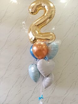 ลูกโป่ง วันเกิดเด็ก ช่อลูกโป่ง ช่อ 7 ลูก 1 ช่อ พร้อม ฟอยล์ตัวเลข 40" สีทองอ่อน 1 ชิ้น,ฟอยล์หัวใจ ขนาด 18" 4 ชิ้น,ลูกโป่ง 12" 3 ลูก พร้อม ฟอยล์อักษร 40" 2 ชิ้น พร้อมตกแต่ง สามารถเปลี่ยนสีลูกโป่ง/เปลี่ยนข้อความ/เปลี่ยนฟอยล์ตกแต่งได้