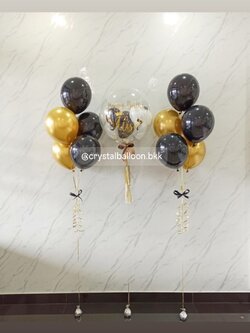 ลูกโป่ง วันเกิดเด็ก Bubble USA 24" Theme ดำ-ทอง พร้อม ช่อลูกโป่ง ช่อ 5 ลูก 2 ช่อ พร้อมตกแต่ง สามารถเปลี่ยนสีลูกโป่ง/เปลี่ยนข้อความได้