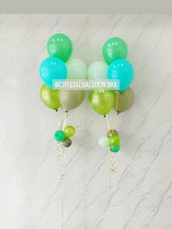 ลูกโป่ง แสดงความยินดี ช่อลูกโป่ง ช่อ 5 ลูก 2 ช่อ Theme สีเขียว พร้อมตกแต่ง สามารถเปลี่ยนสีลูกโป่งได้