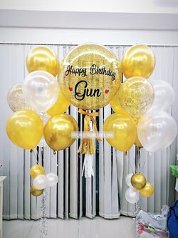 ลูกโป่ง วันเกิด Bubble ขนาด 24" สีสวย สะดุดตา พร้อม ช่อลูกโป่ง ช่อ 7 ลูก 2 ช่อ,ลูกโป่งใส ใส่กลิตเตอร์ พร้อมตกเเต่ง สามารถเปลี่ยนสีลูกโป่ง/เปลี่ยนข้อความ/เปลี่ยนขนาดได้