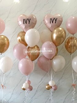 ลูกโป่ง วันเกิด ช่อลูกโป่งฟอยล์หัวใจ ขนาด 18" ช่อ 7 ลูก 2 ช่อ ช่อ 3 ลูก 2 ช่อ โทน Dusk pink-ทอง พร้อมตกแต่ง สามารถเปลี่ยนสีลูกโป่ง/เปลี่ยนข้อความ/เปลี่ยนฟอยล์ตกแต่งได้