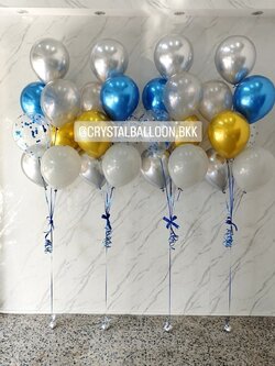 ลูกโป่ง แสดงความยินดี ช่อลูกโป่ง ช่อ 7 ลูก 4 ช่อ พร้อม ลูกโป่งใส ใส่ Confetti พร้อมตกเเต่ง สามารถเปลี่ยนสีลูกโป่งได้