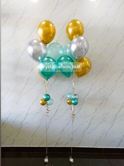 ลูกโป่งเซอร์ไพรส์วันเกิด ลูกโป่งช่อ 5 ลูก 2 ช่อ,สีทองโครเมี่ยม/เงินโครเมี่ยม/เขียวโครเมี่ยม/เขียว พร้อมตกแต่ง สามารถเปลี่ยนสีลูกโป่ง/เปลี่ยนข้อความได้