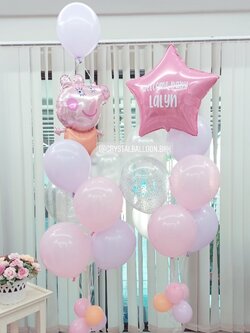 ลูกโป่ง Welcome Baby Girl Theme พาสเทล ช่อลูกโป่งฟอยล์ดาว ขนาด 24" ช่อ 8 ลูก 1 ช่อ พร้อมตกแต่ง ช่อลูกโป่ง ฟอยล์ Peppa Pig ช่อ 8 ลูก 1 ช่อ,ลูกโป่งใส ใส่กลิตเตอร์ สามารถเปลี่ยนสีลูกโป่ง/เปลี่ยนข้อความ/เปลี่ยนฟอยล์ตกแต่งได้